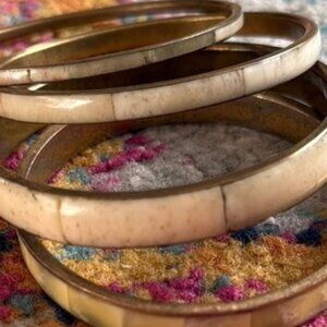 JCrew Elegant Cream and Gold colored Bangle Set